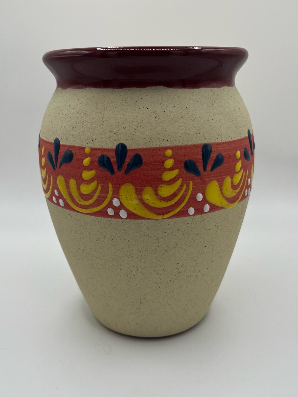Hand Painted Mexican Ceramic Jarrito Vase 6.5x3”